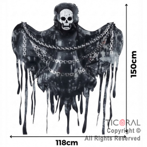 GLOBO METALIZADO HALLOWEEN ESQUELETO FANTASMA 150 CM (GY-10754)